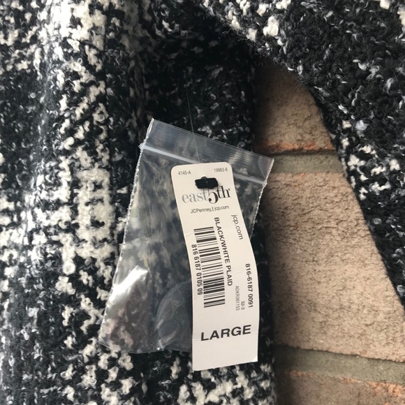 Black and White Plaid Pea Coat - Picture 3 of 7